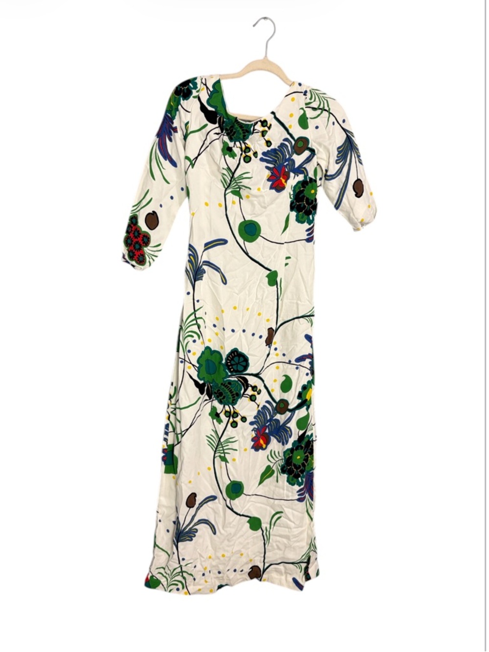 Sank Fifth Ave White Floral Maxi Dress with Green & Blue Print